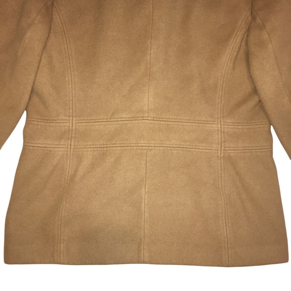 Tan Peacoat, JM Collection, Winter Lightweight Pea Coat, Classy, Caramel, Medium - Picture 7 of 12